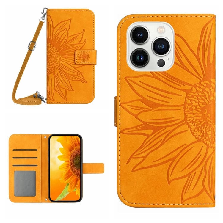 Skin Feel Sun Flower Embossed Flip Leather Phone Case wit...