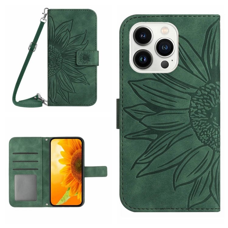 Skin Feel Sun Flower Embossed Flip Leather Phone Case wit...