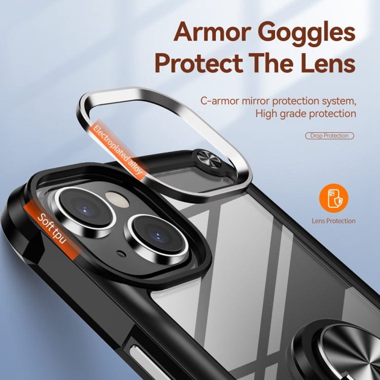 TPU + PC Lens Protection Phone Case with Ring Holder�����...