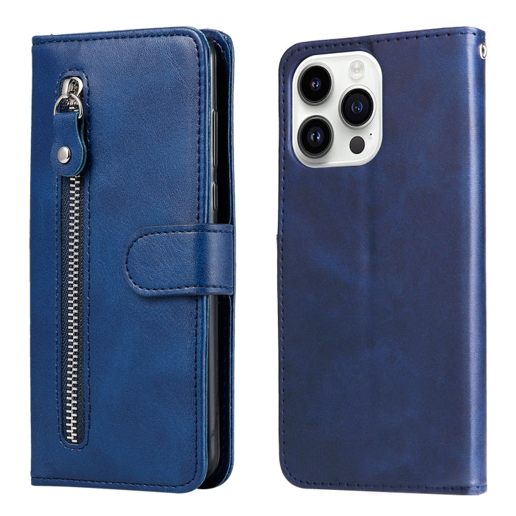 iPhone 15 Fashion Calf Texture Zipper Leather Phone Case