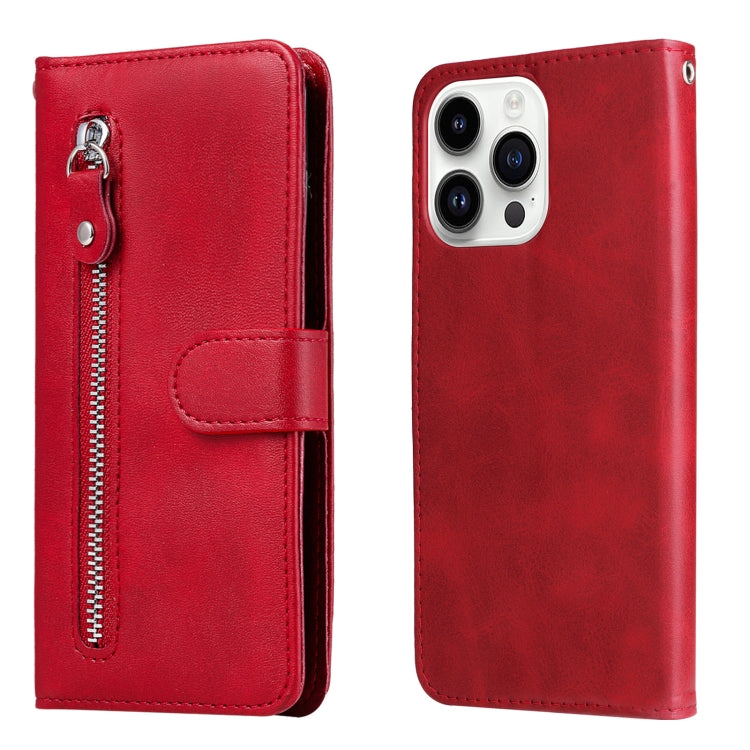 iPhone 15 Fashion Calf Texture Zipper Leather Phone Case