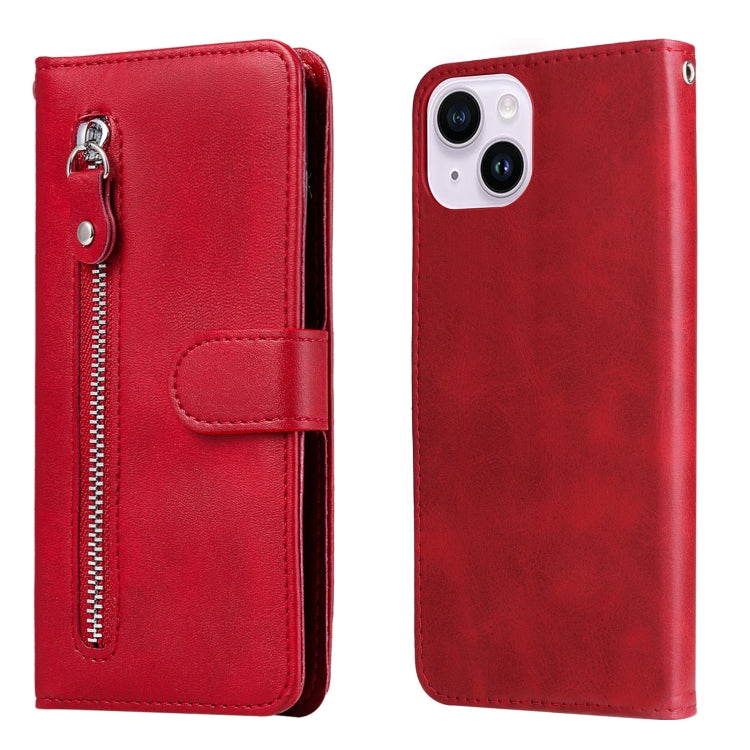 iPhone 15 Fashion Calf Texture Zipper Leather Phone Case