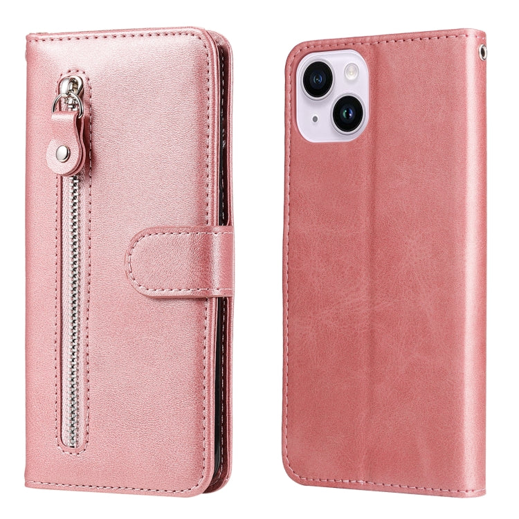 iPhone 15 Fashion Calf Texture Zipper Leather Phone Case