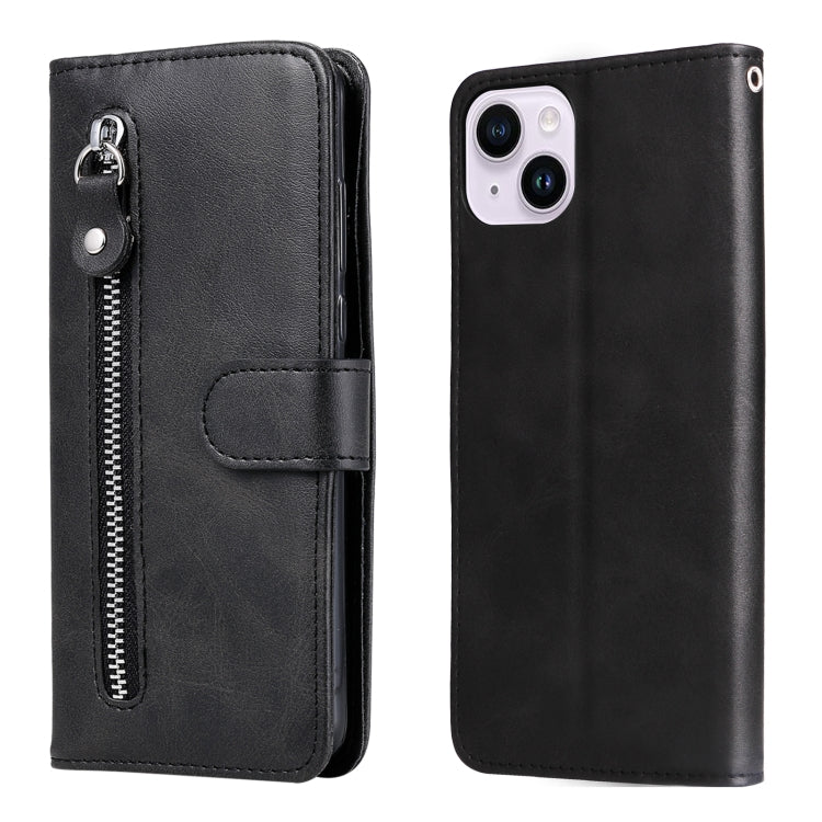 iPhone 15 Fashion Calf Texture Zipper Leather Phone Case