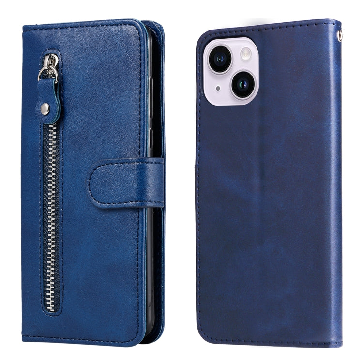 iPhone 15 Fashion Calf Texture Zipper Leather Phone Case