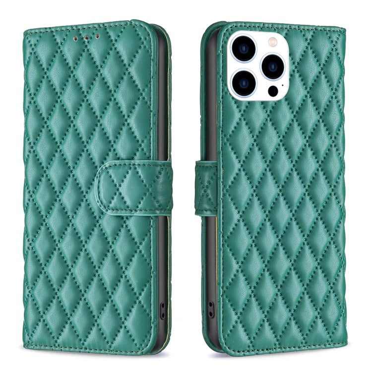 iPhone 16 - 17 Diamond Lattice Wallet Flip Leather Case