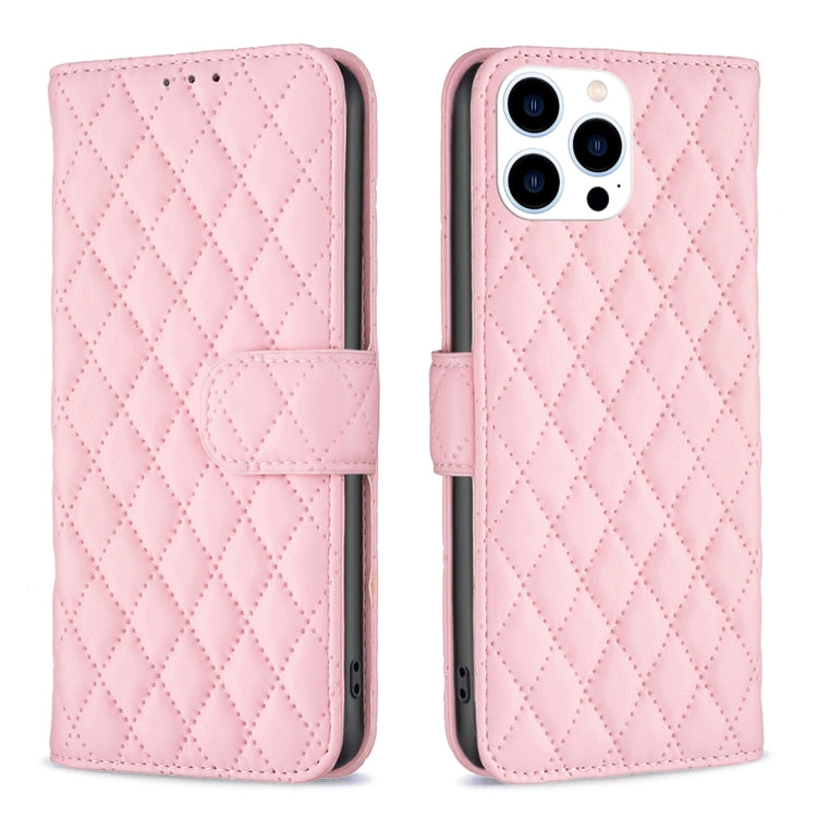 iPhone 16 - 17 Diamond Lattice Wallet Flip Leather Case