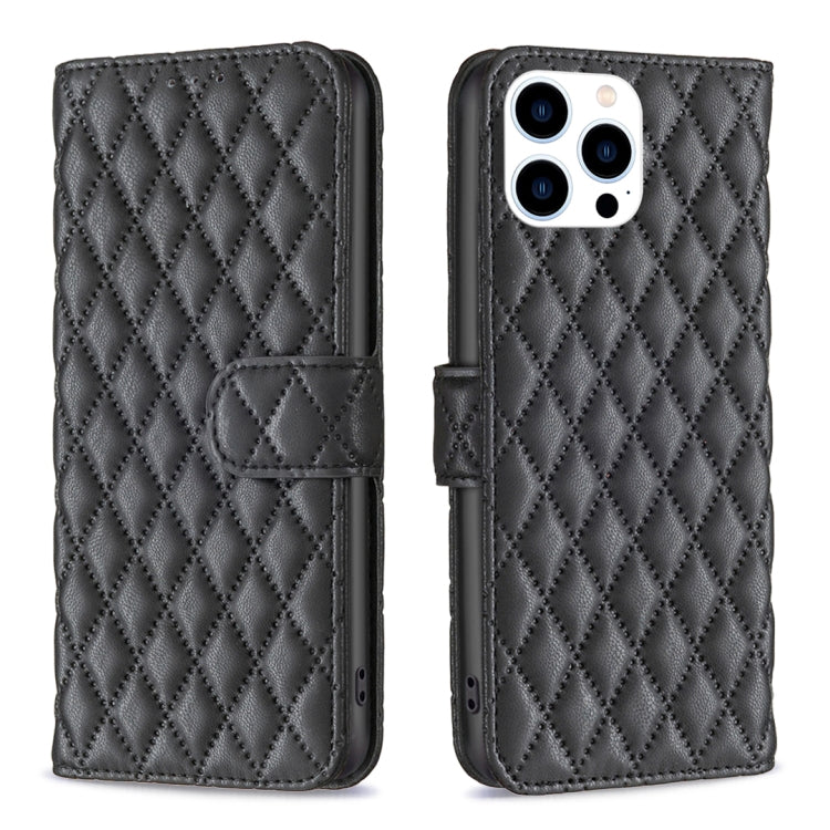 iPhone 16 - 17 Diamond Lattice Wallet Flip Leather Case