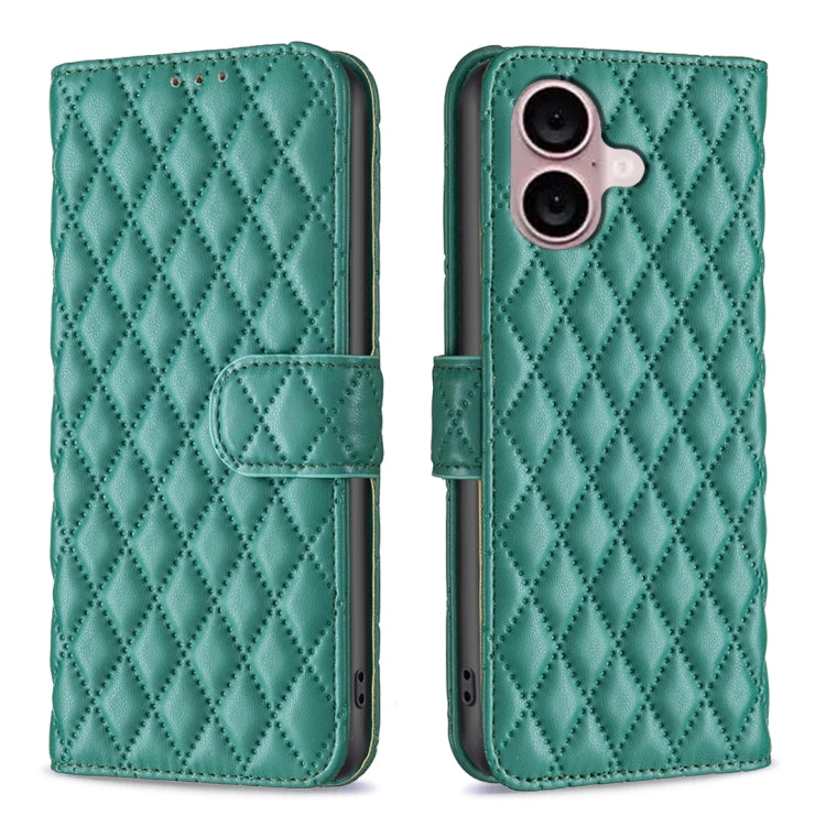 iPhone 16 - 17 Diamond Lattice Wallet Flip Leather Case