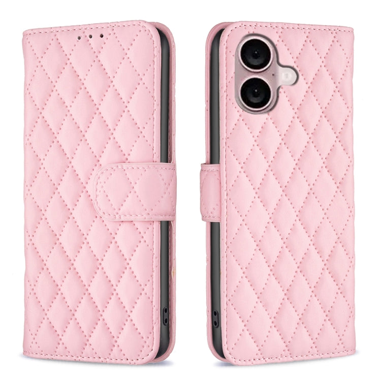iPhone 16 - 17 Diamond Lattice Wallet Flip Leather Case