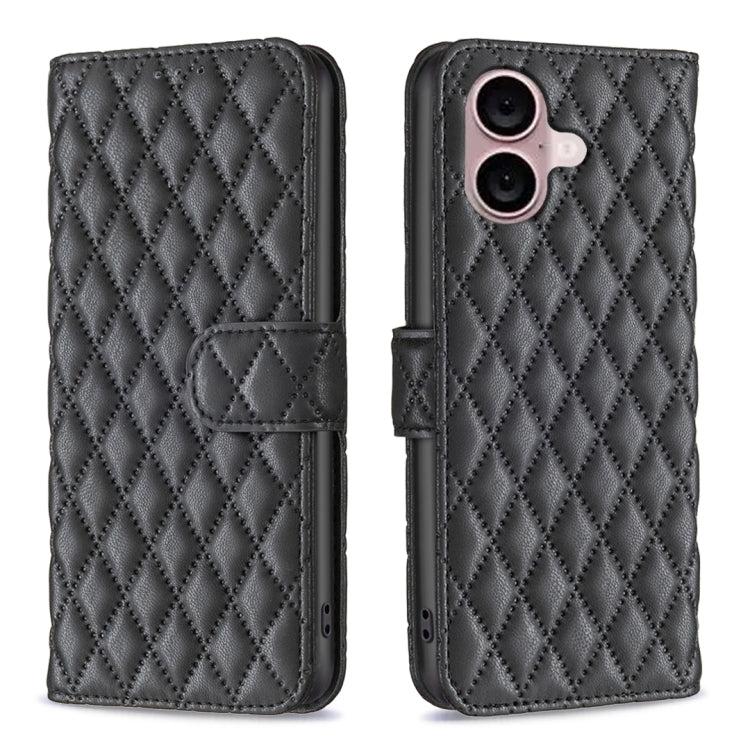 iPhone 16 - 17 Diamond Lattice Wallet Flip Leather Case