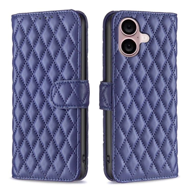 iPhone 16 - 17 Diamond Lattice Wallet Flip Leather Case