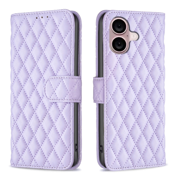 iPhone 16 - 17 Diamond Lattice Wallet Flip Leather Case