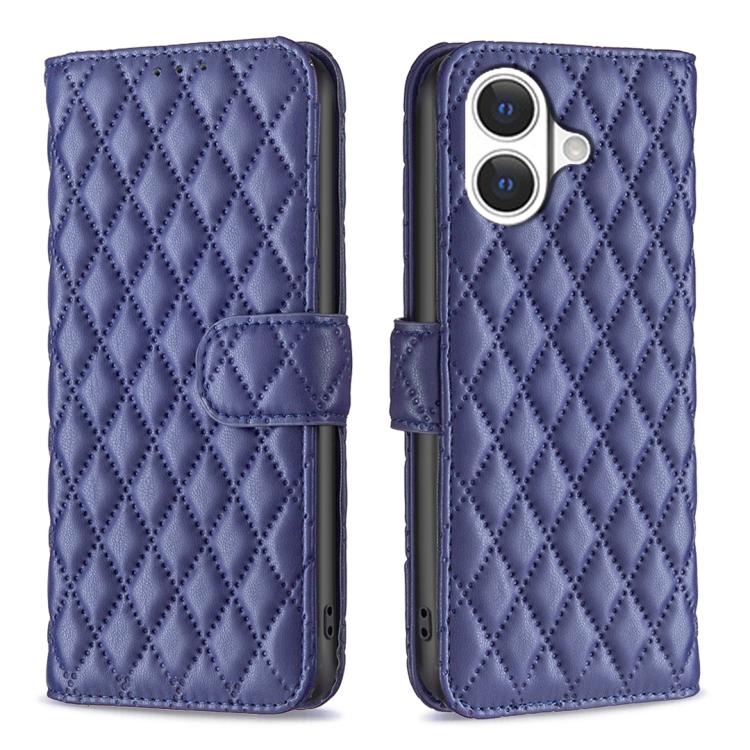 iPhone 16 - 17 Diamond Lattice Wallet Flip Leather Case