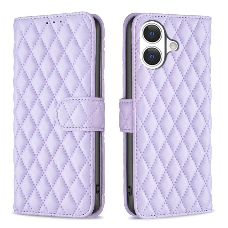 iPhone 16 - 17 Diamond Lattice Wallet Flip Leather Case