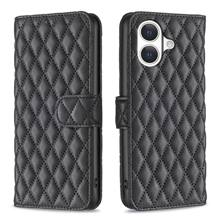 iPhone 16 - 17 Diamond Lattice Wallet Flip Leather Case