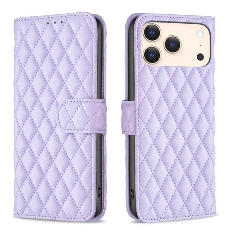 iPhone 16 - 17 Diamond Lattice Wallet Flip Leather Case