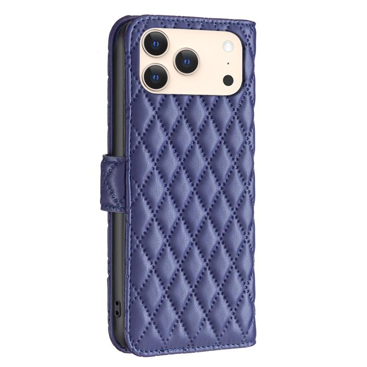 iPhone 16 - 17 Diamond Lattice Wallet Flip Leather Case