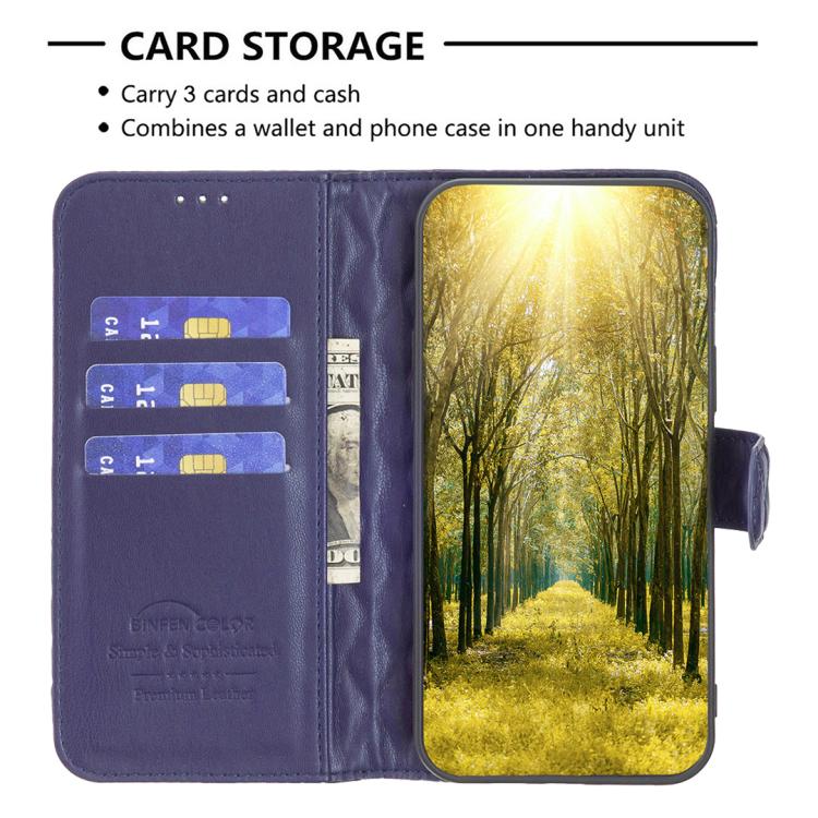 iPhone 16 - 17 Diamond Lattice Wallet Flip Leather Case