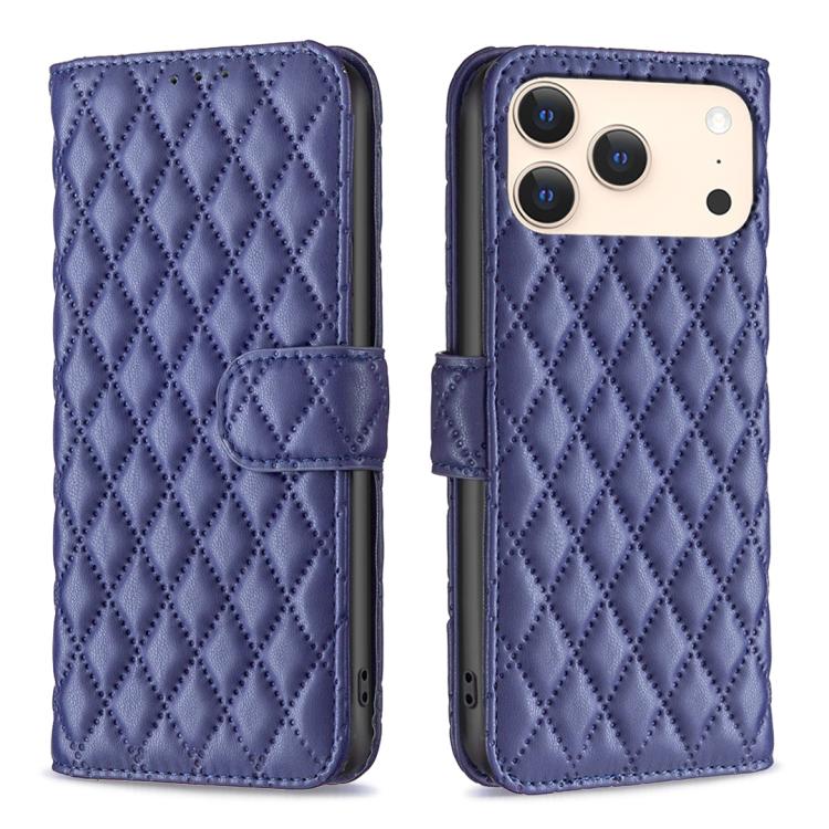 iPhone 16 - 17 Diamond Lattice Wallet Flip Leather Case