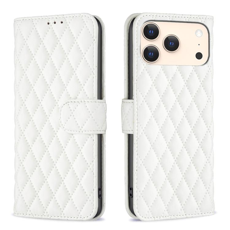 iPhone 16 - 17 Diamond Lattice Wallet Flip Leather Case
