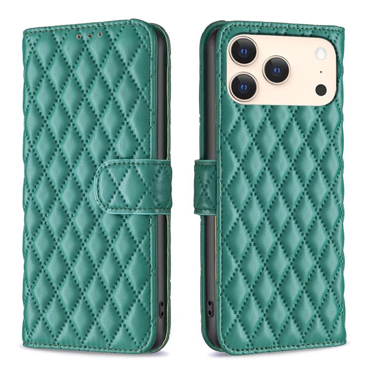 iPhone 16 - 17 Diamond Lattice Wallet Flip Leather Case