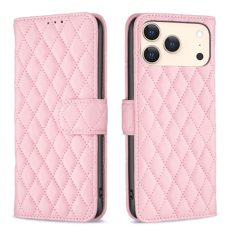 iPhone 16 - 17 Diamond Lattice Wallet Flip Leather Case