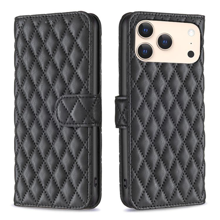 iPhone 16 - 17 Diamond Lattice Wallet Flip Leather Case