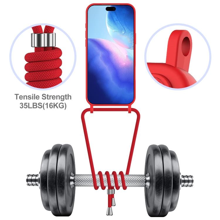 Integrated Card Bag Solid Color Liquid Silicone Phone Case with Lanyard