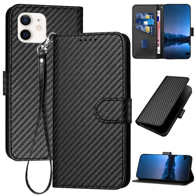 iPhone 12/13 Series Carbon Fiber Buckle Leather Phone Case