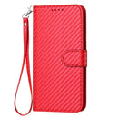 YX0070 Carbon Fiber Buckle Leather Phone Case with Lanyar...