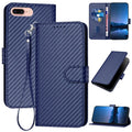 YX0070 Carbon Fiber Buckle Leather Phone Case with Lanyar...
