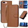 YX0070 Carbon Fiber Buckle Leather Phone Case with Lanyar...