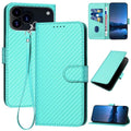 YX0070 Carbon Fiber Buckle Leather Phone Case with Lanyard