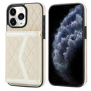 Splicing Rhombic Texture Card Bag Phone Case with Long La...