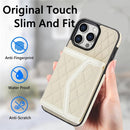 Splicing Rhombic Texture Card Bag Phone Case with Long La...