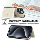 Splicing Rhombic Texture Card Bag Phone Case with Long La...