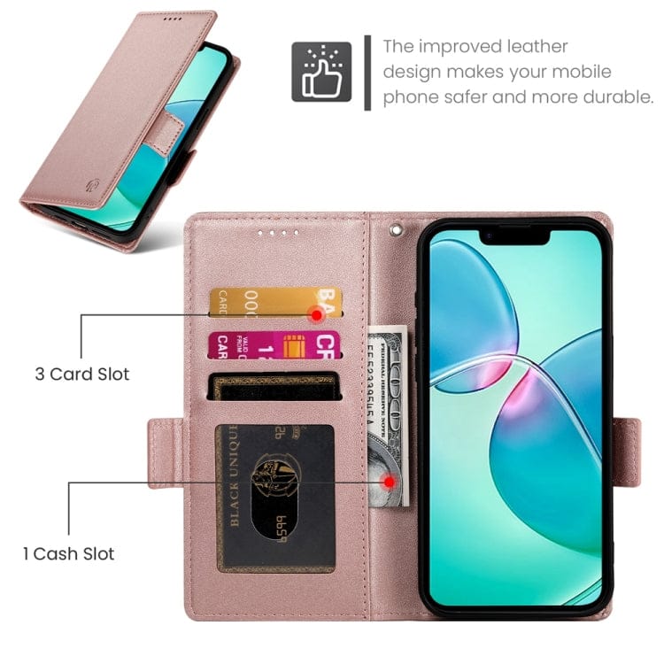 Side Buckle Magnetic Frosted Leather Phone Case, iPhone 16e