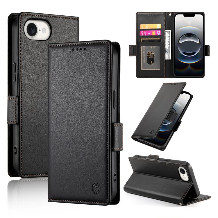 iPhone 16/17 Side Buckle Magnetic Frosted Leather Phone Case