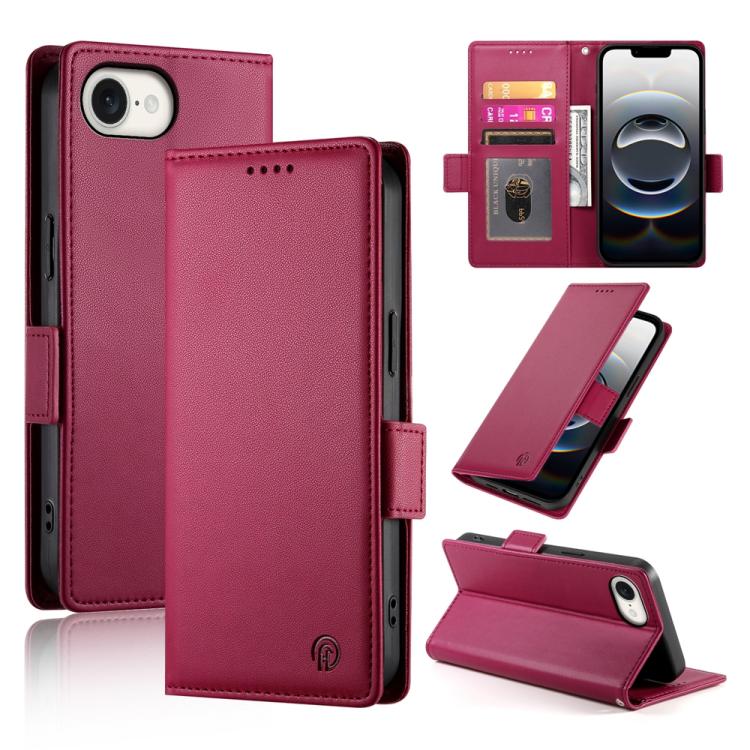 iPhone 16/17 Side Buckle Magnetic Frosted Leather Phone Case