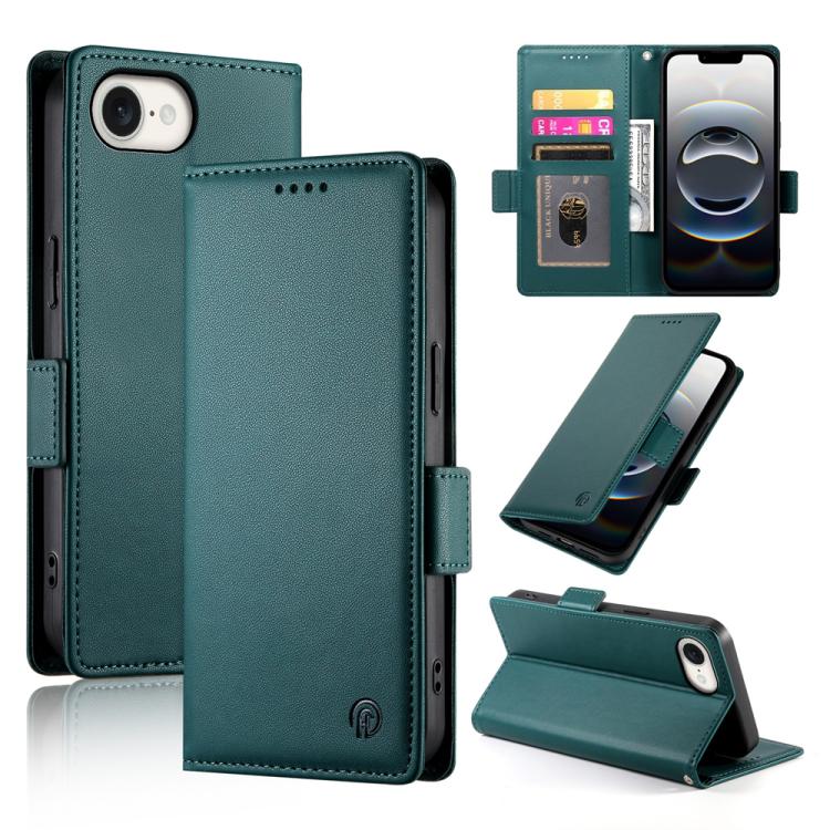 iPhone 16/17 Side Buckle Magnetic Frosted Leather Phone Case
