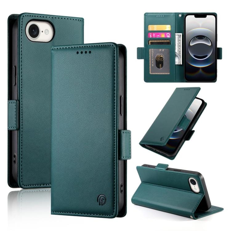 Side Buckle Magnetic Frosted Leather Phone Case, iPhone 16e