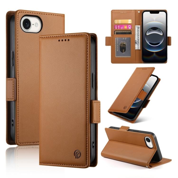 Side Buckle Magnetic Frosted Leather Phone Case, iPhone 16e