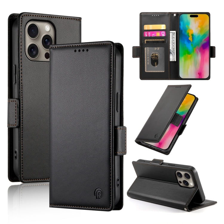iPhone 16/17 Side Buckle Magnetic Frosted Leather Phone Case