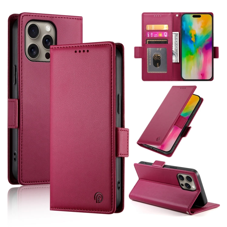 iPhone 16/17 Side Buckle Magnetic Frosted Leather Phone Case