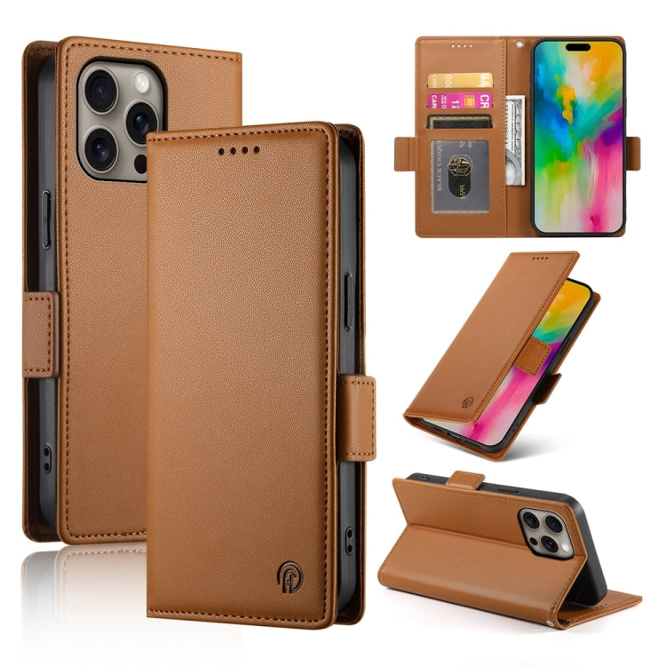 iPhone 16/17 Side Buckle Magnetic Frosted Leather Phone Case