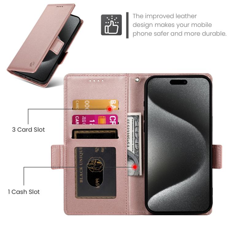 iPhone 16/17 Side Buckle Magnetic Frosted Leather Phone Case