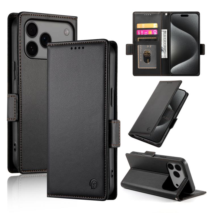 iPhone 16/17 Side Buckle Magnetic Frosted Leather Phone Case
