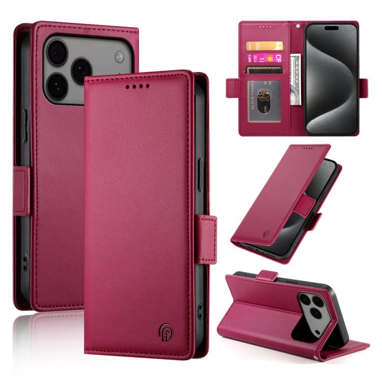 iPhone 16/17 Side Buckle Magnetic Frosted Leather Phone Case