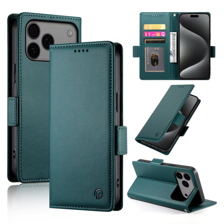iPhone 16/17 Side Buckle Magnetic Frosted Leather Phone Case